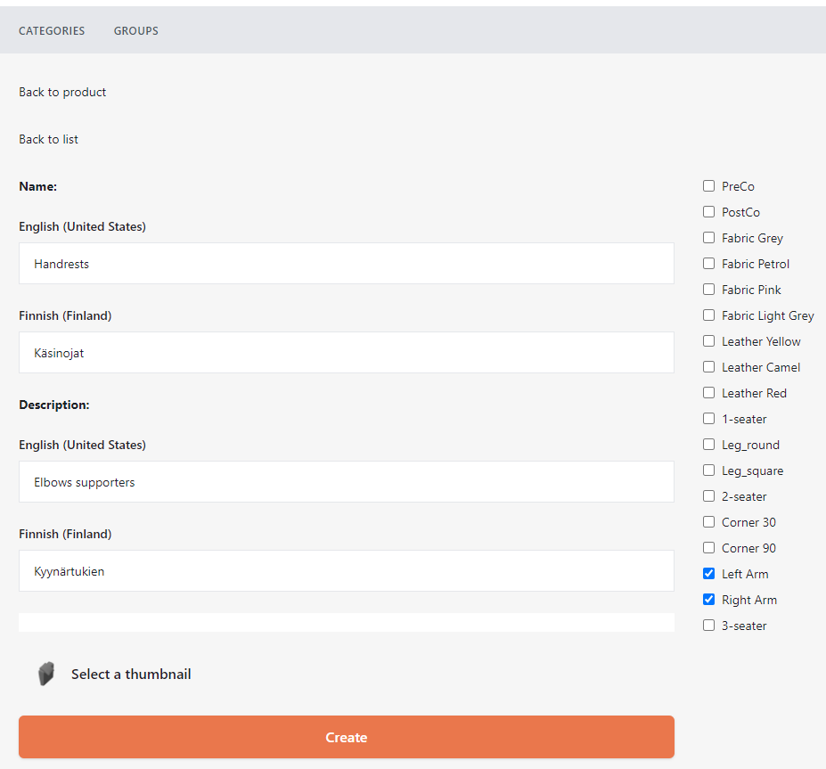 Create group for handrests