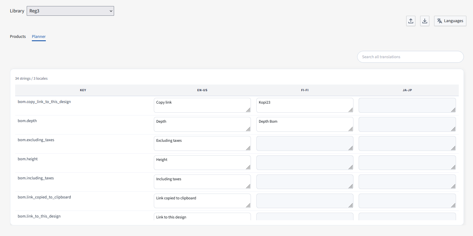 Planner translations